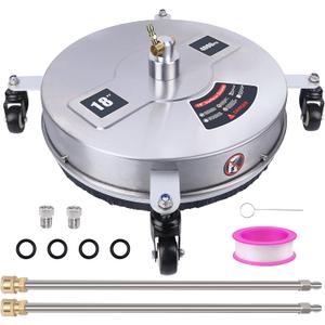 Biswing 18" Pressure Washer Surface Cleaner with 4 Wheels, Stainless Steel Power Washer Accessory for Driveways Sidewalks Patios Cleaning, 1/4" Quick Connector, 2 Extension Wand Attachments, 4000 PSI
