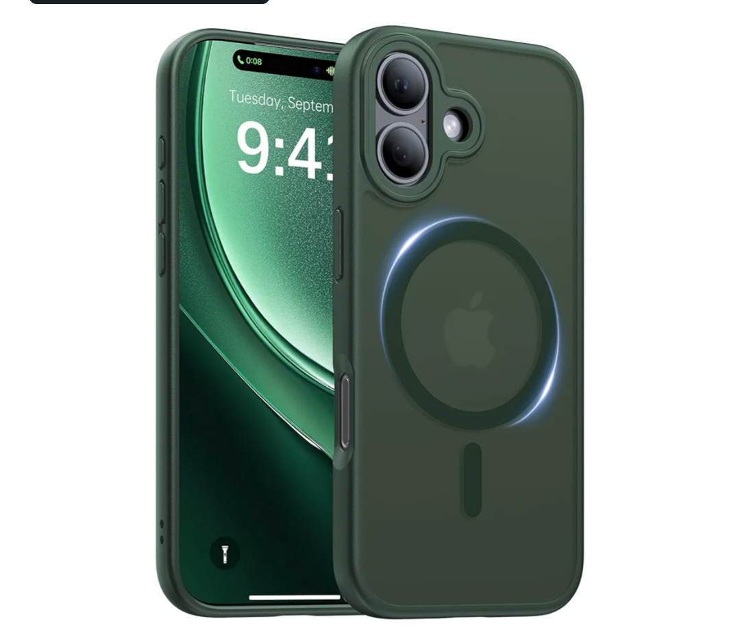 Magnetic for iPhone 17 Case,[Anti-Slip][Compatible with MagSafe][Military Grade Drop Protection] Shockproof Protective Translucent Matte Phone Case for iPhone 17 Case,Forest Green