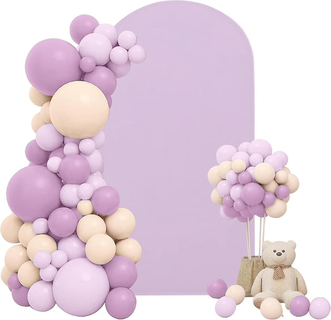 Spandex Fitted Wedding Arch Cover 6FT Round Top Stand Covers Double-Side Chiara Cover Backdrop Cover for Wedding Birthday Party Ceremony Baby Shower Decoration(Lavender)