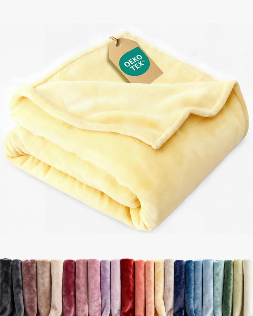 Ultra Soft Fleece Blanket Throw Size - Flannel Fleece Luxury Throw Blanket - Lightweight for Couch Bed Chair - Thick, Warm & Breathable - All Season Cozy Anti-Static Microplush Bedding, Yellow