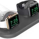 AhaStyle iWatch Stand Silicone Charging Dock Holder for Apple Watch Ultra 2, Ultra, SE2, SE, Series 10 9 8 7 6 5 4 3 2 1 (49/46/45/44/42/41/40/38mm), Supports Nightstand Mode (Gray)