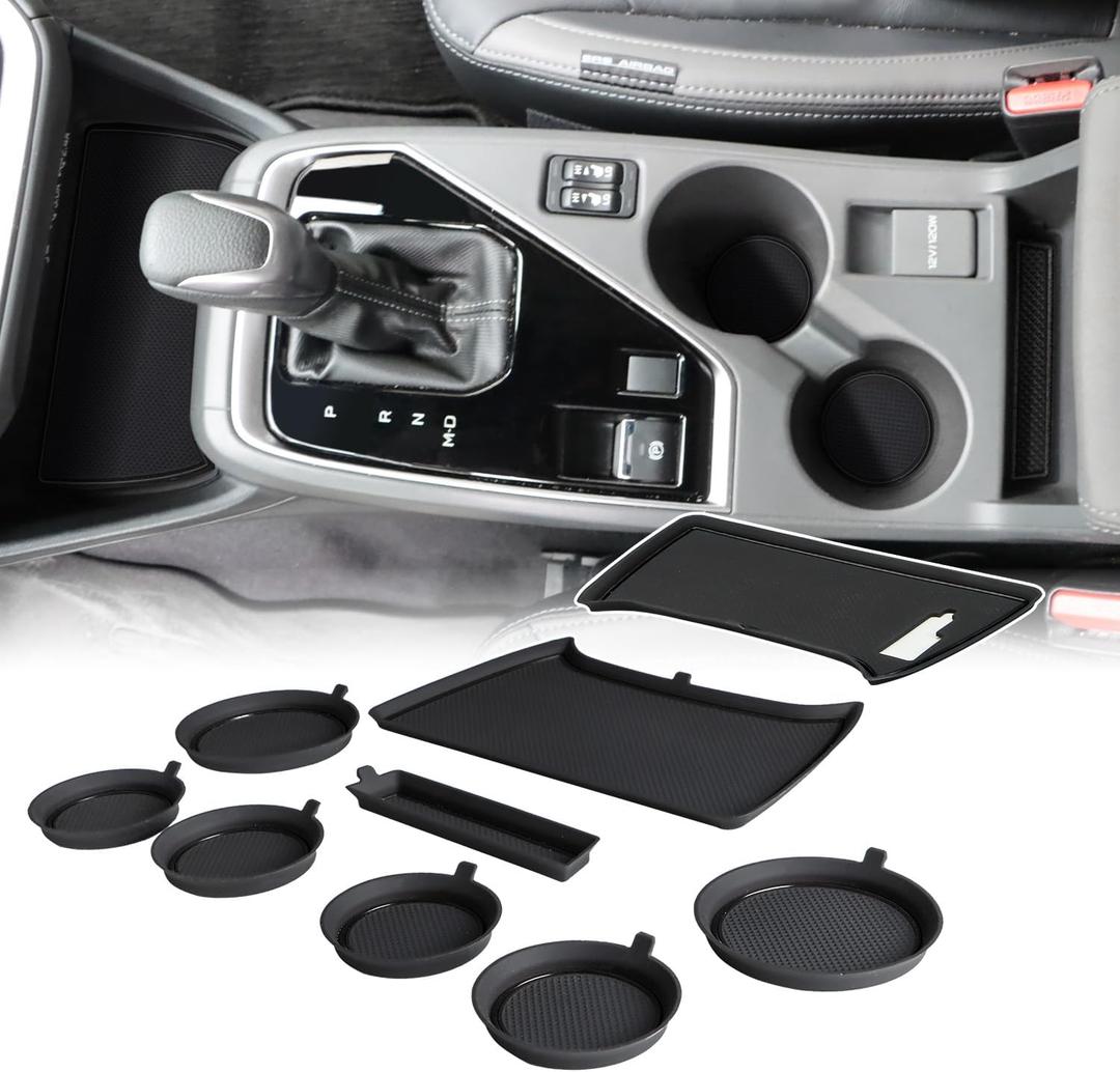 Auovo Cup Holder Inserts Liners Compatible with Subaru Crosstrek 2024 2025 Impreza Accessories Car Custom Silicone Cup Holder Mat Pad 8PCS (Black Trim)