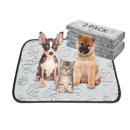 Qeils Reusable Puppy Pads, 2 Pack Washable Pee Pads for Dogs, Waterproof Non Slip Wee Wee pad, Absorbent and Leakproof Training Mats for Potty, Crate, Playpen, Bed, Sofa, 18"x 24"