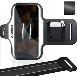 PORTHOLIC 2026 Running Armband Water Resistant Sports Phone Holder Case with Extension Strap,Card Slot Up to 6.9" Phone for iPhone 17/16/15/14/13 Plus Air Pro Max XR/XS