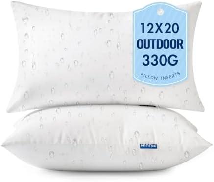 MIULEE 12x20 Outdoor Pillows,Set of 2 Throw Pillows Waterproof,Soft Support Throw Inserts Decorative Water Resistant for Patio Furniture and Garden