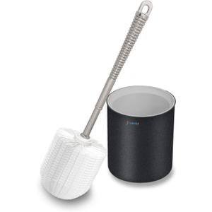 Toilet Brush and Holder Set, Bathroom Cleaner Brush Set with Light Brush Handle, Soft Bristle, Corrosion Resistant Holder, Wall Mounted/Floor Standing