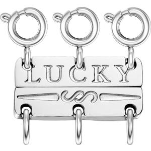 Dailyacc Lucky Necklace Layering Clasp 18K Gold and Silver Strong Multiple Necklace Clasps for Layered Look Separator (Triple - Silver (3pcs))