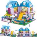 3 in 1 Girls Summer Villa Friends Building Set Compatible with Lego Friends with Swimming Pool, Slide, & Pet Home- Creative Modular House Playset for Kids Aged 6+