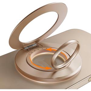 TORRAS 2025 Newest Thin Fit for MagSafe Phone Grip Ring Holder [Dual-Ring] Compatible with MagSafe Kickstand Magnetic for iPhone 16/15/14/13/12/11 Samsung, Google Accessories, Desert Titanium Gold