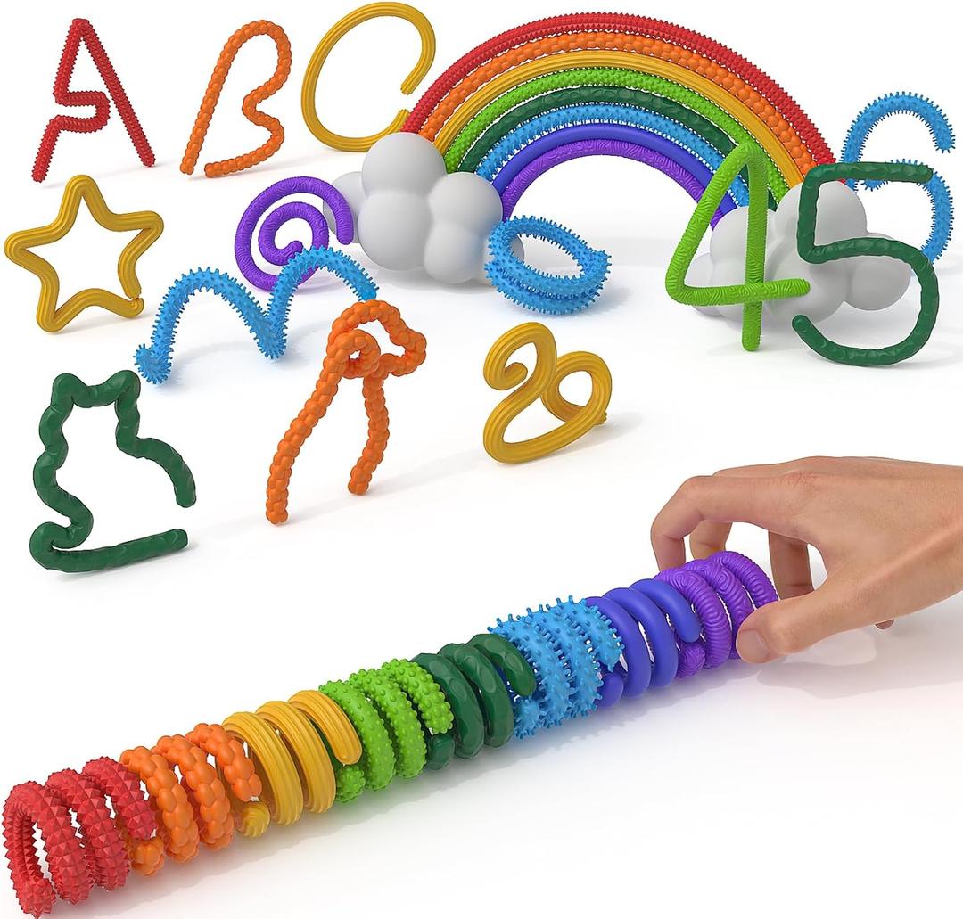 Little Ouchies Pain Fidget,8Pcs Textured Silicone Sensory Sticks Fidget Toys for Kids Adults, Flexible Fidget Sticks for Anxiety, ADHD & Autism to Help Focus, Christmas Stocking Stuffers for kids Boys