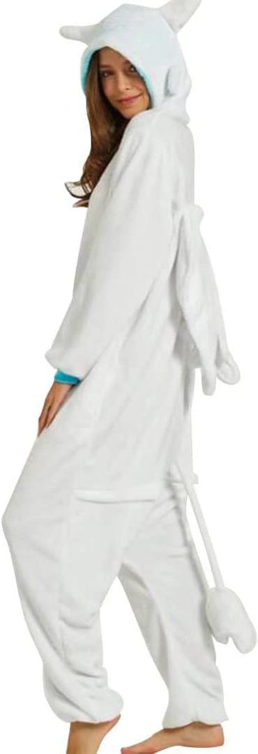 brableewear Adult Pajamas Dragon Animal Onesie Halloween Cosplay Costumes Homewear One-Piece Jumpsuit (Small, White)