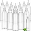 Barydat 12 Pcs Applicator Bottles for Hair, Squeeze Hair Oil Applicator Bottle Refillable Empty Plastic Bottles, Twist on Top Cap with Open Close Nozzle and 2 Funnels (8 oz,Clear)