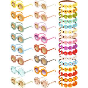 CHENGU Retro Flower Sunglasses Daisy Flower Headbands Set Groovy Party Decorations Hippie Party Favors (Bright Style, 32 Pieces)