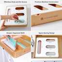 KitchenEdge 4-Slot Bag Organizer, Wall Mountable, Bamboo