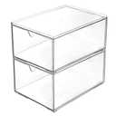 Amazon.com: Youngever 2 Pack Stackable Plastic Organiser Drawers, Clear Cosmetic Organizers, Makeup Organiser Drawers : Beauty & Personal Care