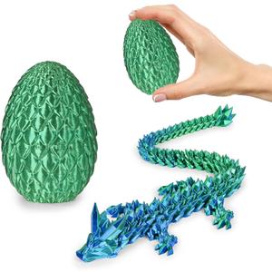 Small Dragon Eggs with Dragon Inside, 3D Printed Surprise Funny Gifts for Kids, Articulated Dragon Fidget Toys for Adults, Executive Desk Toys Office Room Dcor (Christmas Green)