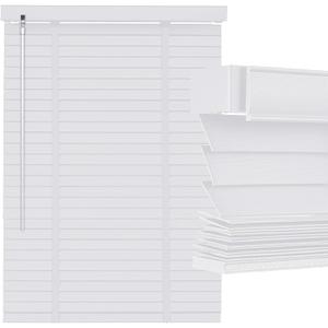 Cordless 2" Slats Wood Blinds - Blackout Light Filtering Horizontal Window Blinds with Privacy & Heat Insulation, Custom Sizes W15-90" for Bedroom, Living Room etc (White Color No. 501)