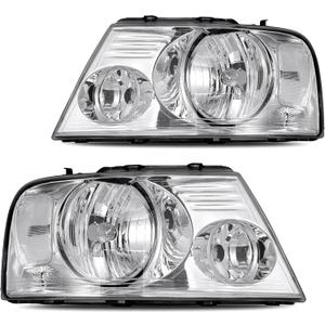 DWVO Headlight Assembly Compatible with 2004-2008 Ford F150 Pickup 06-08 Lincoln Mark LT Passenger and Driver side Chrome Housing Clear Reflector Clear Lens