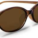 Retro Oval Sunglasses for Women Chic Cat Eye 90s Sunnies Lightweight Narrow Shades Trendy UV protection Sun Glasses (Brown Frame - Brown Lens)