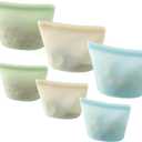 6 Pack Reusable Silicone Food Storage Bags, Emptycolor Reusable Bags, Leakproof Freezer Bag for Sandwich, Snack, Dishwasher Safe, BPA Free