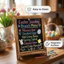 LotFancy 15"x12" Magnetic Chalk Board Sign, Small Wood Framed Tabletop Black Easel Chalkboard, Foldable Standing Ledge,1 White Chalk Pen 2 Magnets and Wall Hanging Kits Included,Rustic Brown