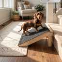 Wooden Dog Ramp for Stairs, 4.3"/5.5" Height Adjustable Pet Ramp with Non-Slip Carpet Surface, Small Dog Step Ramp for Indoor Stairs, Entryway & Porch, Supports Senior Dogs & Cats (1-Pack)