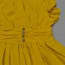 Clasi Elegant Ladies' Summer Festival Solid Yellow Color Ruffle Trimmed Ruched Waist Dress Maxi Dress Long Dress , Size Medium