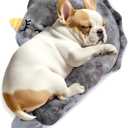 BurgeonNest Small Dog Calming Pillow for Dogs and Cats, Fluffy Soft Colorful Sleep Bolster Cozy Pet Bed Pillow, Great Present for Senior Pup Puppy Kitten, Washable, L (Grey)