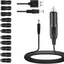 12V Car Charger(Max 10A) + 5V DC Power Cable,with 11 Connectors for DVD Player,Camera,GPS,Bluetooth Speakers,Shaver Fans