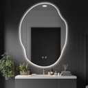 Asymmetrical LED Bathroom Mirror with Lights,Irregular Led Bathroom Vanity Mirror for Wall with Backlit, Anti Fog, 3 Colors and Dimmable Light,[Horizontal/Vertical] 40" H x 30" W