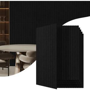 6 Pack Acoustic Wall Panels, 47.2" X 23.6" Sound Absorbing Panels, Decorative Sound Proof Panels for Office, Studio, Home Theatre - Black
