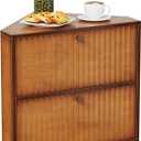 Corner Bread Box for Kitchen Countertop Bamboo Two Layer Large Capacity Bread Storage Bin Vintage Storage for Homemade Bread (Brown)