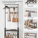 VASAGLE Coat Rack, Hall Tree with Shoe Bench for Entryway, Entryway Bench with Coat Rack, 4-in-1, with 9 Removable Hooks, a Hanging Rod, 13.3 x 28.3 x 72.1 Inches, Greige and Black UHSR40MB