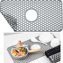 Silicone Sink Base Mat with Open Center, Anti-Skid Drain Protector Grid for Heat Exposure and Utensil Safety