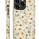 Case for iPhone 16 Pro Case,Bees Sunflowers Design - Hybrid Dual Protection Silicone + Hard PC Shockproof Full Body Cover Slim Anti-Scratch Protective Case for Men Women