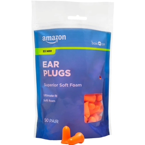 Basic Care Soft Foam Noise Cancelling Earplugs for Concerts, Hearing Protection, 100 Count (1 Pack of 50 Pairs)