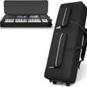 88 Key Keyboard Case with Wheels, Padded Rolling Gig Bag with 4 Pockets, For Full 88Key-57.1"x18.1"x6.9"
