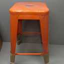 Flash Furniture Kai Commercial Grade 24" High Backless Orange Metal Indoor-Outdoor Counter Height Stool with Square Seat, Pack of 1