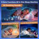 Sound Machine Light Projector, 30 Sleep Sounds for Baby , Bluetooth Speaker | 3-in-1 Baby Sound Machine: 30 sleep sounds (white/brown noise, fans, rain), Bluetooth 5.3 speaker & 15-color light projector.