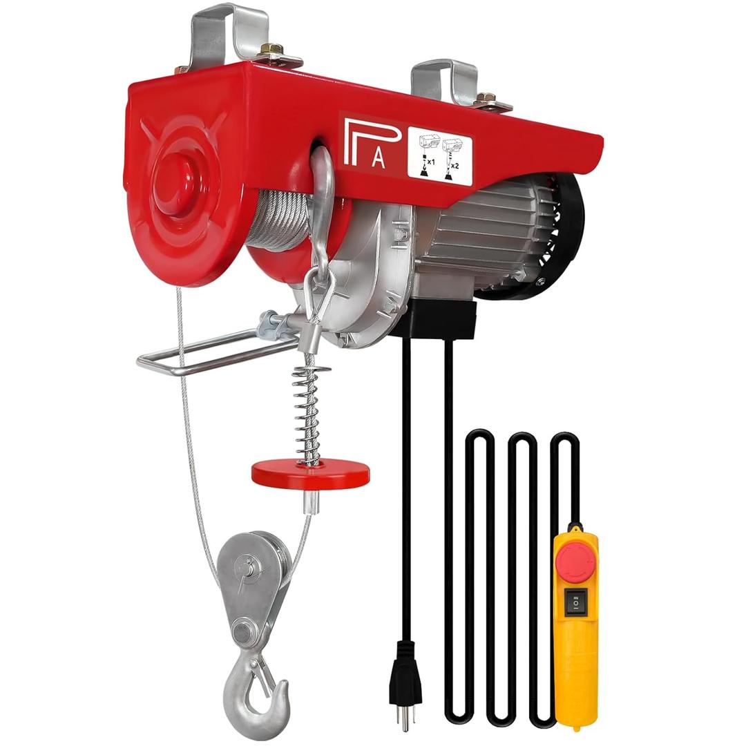 Electric Hoist 440 lbs with 13ft Wired Remote Control, 110V Electric Winch with 39.4ft Single Cable Lifting Height, Lift Hoist for Garage Warehouse Factories, Construction Site