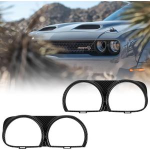 Carbon Fiber Front Headlight Cover for Dodge Challenger 2015-2021 Exterior Lamp Headlight Trim Frame Headlight Bezel Set