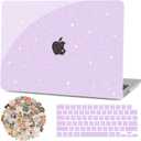 G JGOO Compatible with MacBook Air 13 inch Case 2025 2024 2023 2022 Release M4 A3240 M3 A3113 M2 A2681, Glitter Hard Shell for MacBook Air M4 13 inch Case + Keyboard Cover + Laptop Sticker, Purple