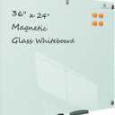 TSJ OFFICE Glass Dry-Erase Board - 36 x 24 Inches Wall Mounted Whiteboard with Magnetism, Large Frameless Glass White Board for Office, Home & School