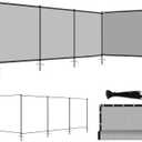 ECOOPTS 5'Hx24'L Privacy Fence Set with Poles and Rails Ground Spikes Fence Kit for Patio Garden Pool Yard (Light Gray)