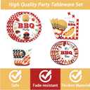 Adirasenotek BBQ Party Decorations BBQ Plates Napkins Cups,Disposable Paper Picnic supplies for Birthday, Baby Shower, Wedding, Barbecue Burgers and Grilled Meat Pattern, All Seasons