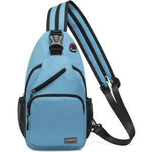Convertible Sling Bag Crossbody Backpack, 11" Tablet Bags with Headphone Jack Shoulder Bag Casual Pack for Women Men Hiking Travel (Blue) L