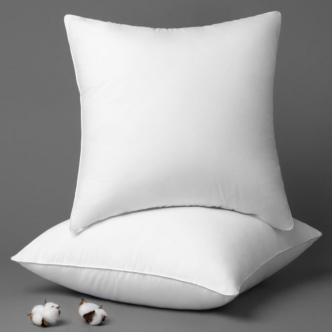 Phantoscope 18 x 18 Pillow Inserts - Throw Pillow Inserts with 100% Cotton Cover - Square Forms Pillow Sham Stuffer - Decorative Couch Cushion Pillows (2 Pack, 18 Inches) (White)