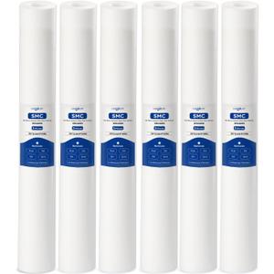Whole House 20" x 2.5" Spun Polypropylene Depth Sediment Water Filter Cartridge 20" Pre-Filter Replacement for SDC-25-2005, P5-20, PD-5-20, EQ-304-20, SDF-25-2005, MB-25200-05 (5 Micron, Pack of 6)