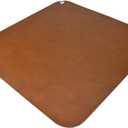 Linkidea Vegan Leather Splat Mat for Under High Chair Floor Protector for Kids - Reusable Infant High Chair Mat Food Splash Spill Mats, Waterproof Portable Picnic Blanket Outdoor Mat (Brown)
