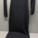 PUMIEY Women's Square Neck Long Sleeve Maxi Dress Ribbed Bodycon Dresses for Women Soft Lounge Dress (Jet Black) S